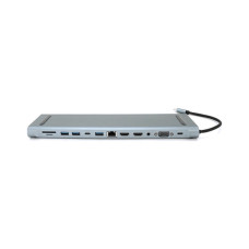 Концентратор Voltronic USB-C 12-in-1 USB-C + 2xUSB 2.0 + USB 3.0 + 2xHDMI + VGA + SD/TF + RJ45 + 3.5mm + PD 0.1m silver (YT-HTC12in1)