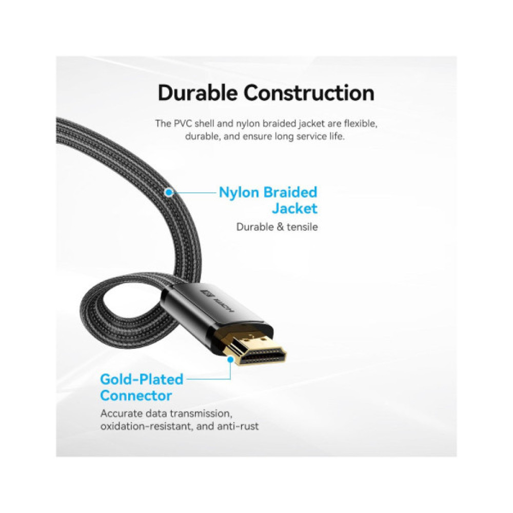 Кабель мультимедійний HDMI M to HDMI M 2.0m V2.1 8K60Hz flat VENTION (ALKBH)