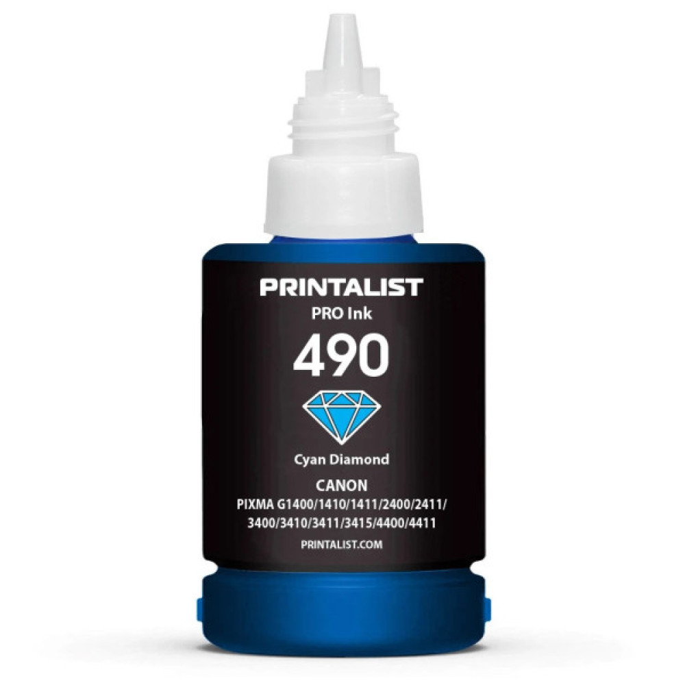 Чорнило Printalist Canon gI-490 for g1400/G2400/G3400 140g Cyan (PL490C)