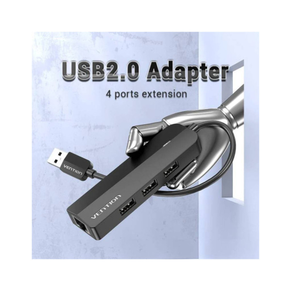 Концентратор VENTION USB 2.0 to 3хUSB 2.0 + RJ45 100M Ethernet (CHPBB)