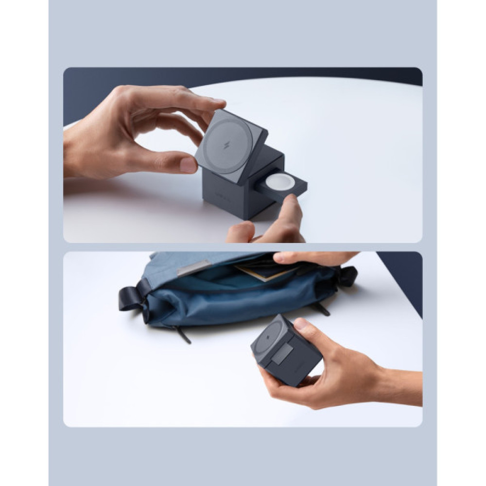 Зарядний пристрій Anker MagGo Wireless Charging Station 15W 3-in-1 Cube Black (Y1811G11)