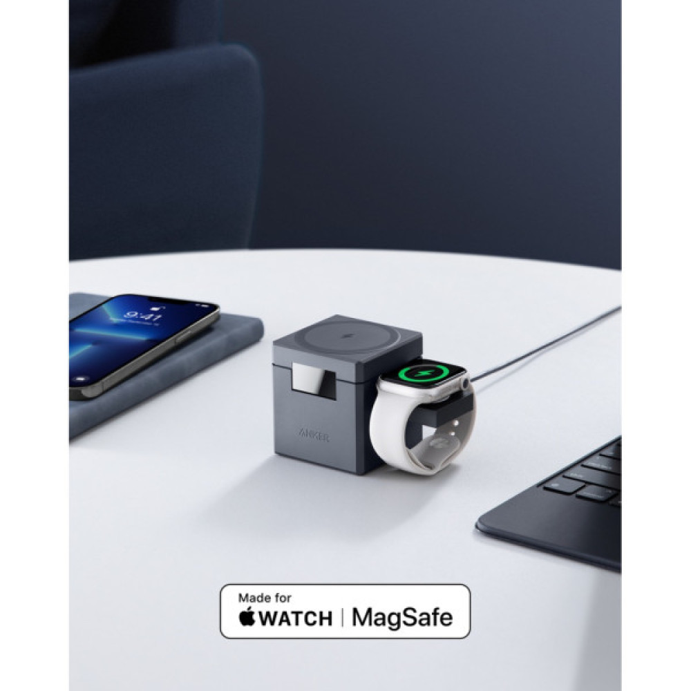 Зарядний пристрій Anker MagGo Wireless Charging Station 15W 3-in-1 Cube Black (Y1811G11)
