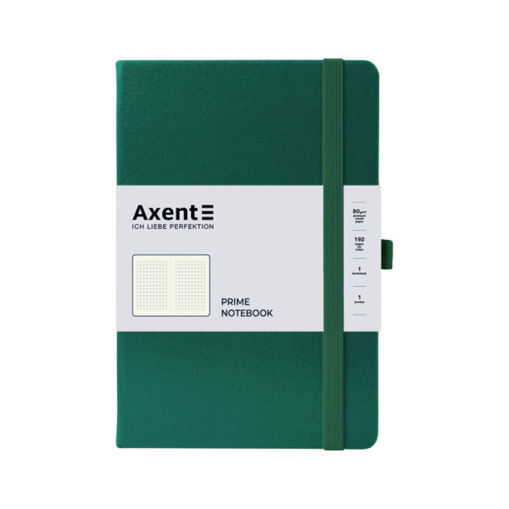 Книга записна Axent Partner Prime 145x210 мм 96 аркушів, клітинка зелений ліс (8305-61-A)