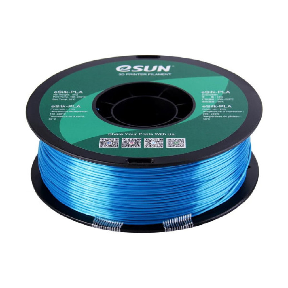 Пластик для 3D-принтера eSUN eSilk-PLA 1кг, 1.75мм, cyan (ESILK-PLA175CY1)