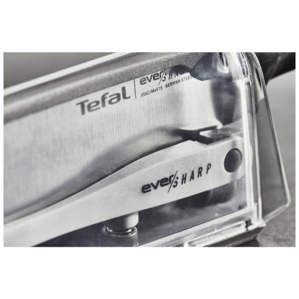 Кухонний ніж Tefal Eversharp, 16.5см, з чохол-точило нержавіюча сталь, чорний (K2569004)