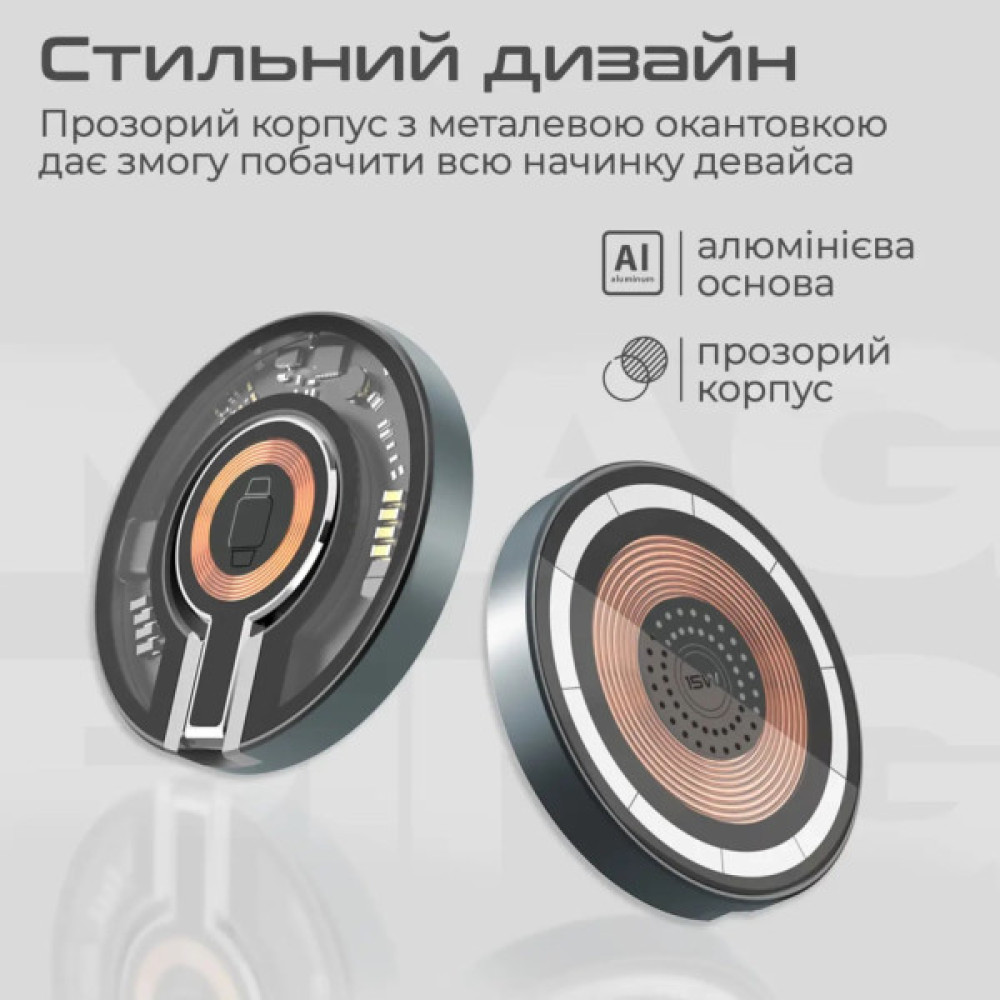 Зарядний пристрій Promate 15W wireless (magring)