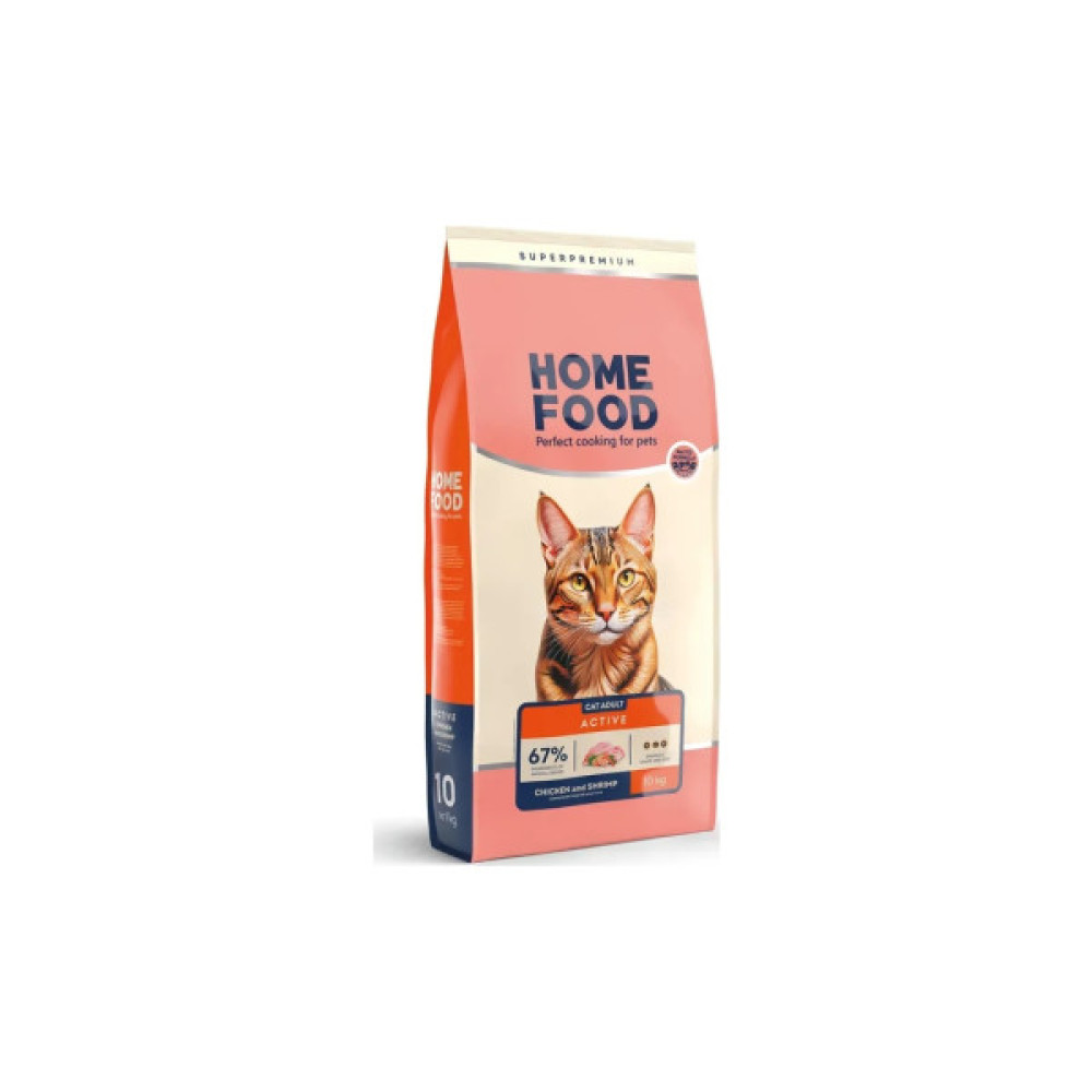 Сухий корм для кішок Home Food For active з куркою та креветками 10 кг (4820235020576)