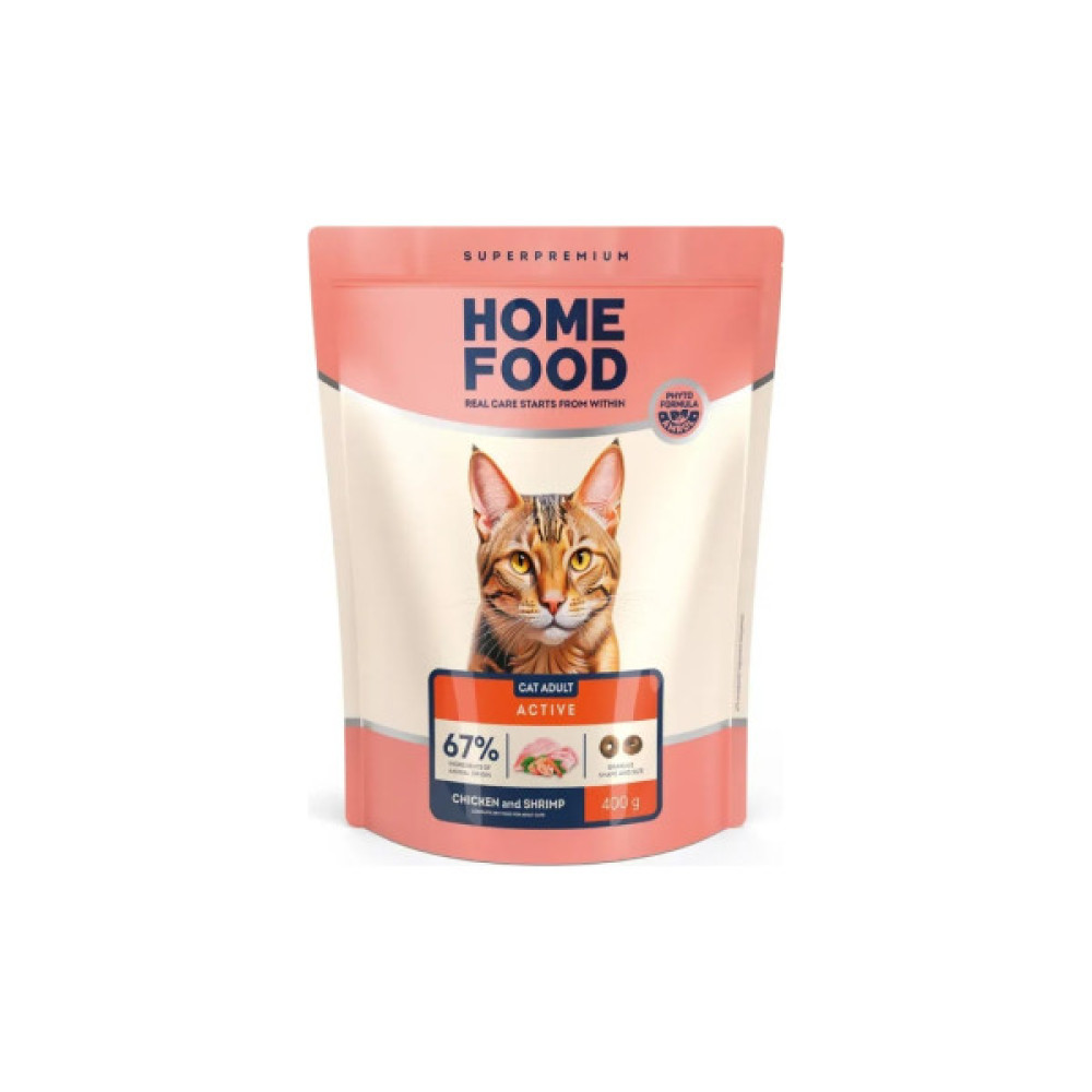 Сухий корм для кішок Home Food For active з куркою та креветками 10 кг (4820235020576)
