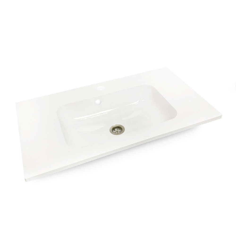 Раковина, умивальник Adamant FRATE, штучний камінь, прямокут., з отвором для змішувача, з отвором для переливу, 995x450x1525мм, накладний, білий
