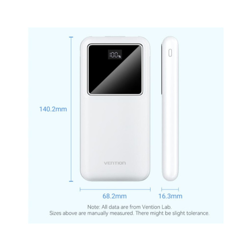 Батарея універсальна Vention 10000 mAh 22.5W Black LED Display Type (FHKB0)