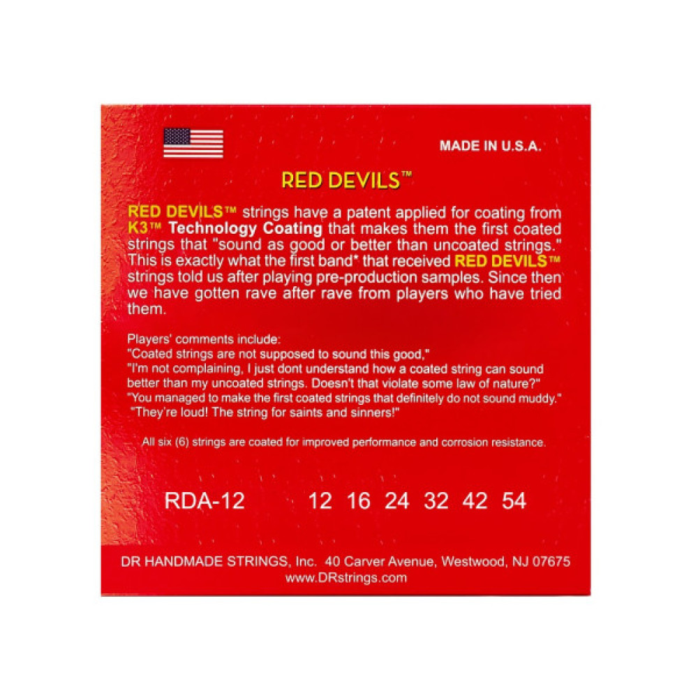Струни для гітари DR Strings RED DEVILS Acoustic - Light (12-54) (RDA-12)