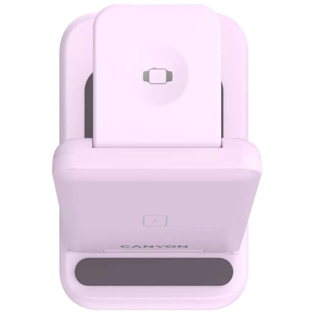 Зарядний пристрій Canyon WS-304 Foldable 3in1 Wireless charger Iced Pink (CNS-WCS304IP)