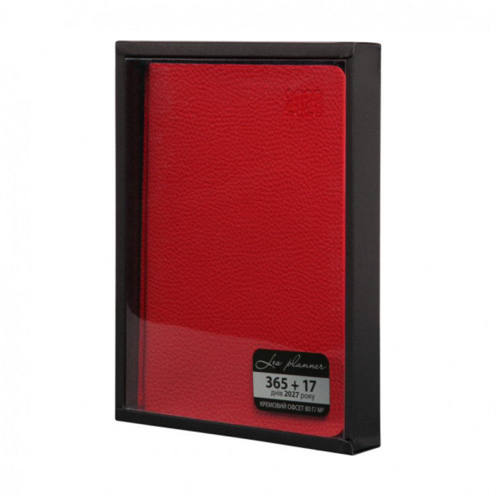 Тижневик Leo planner А5 датований 2026 "Vitto", м‘який, червоний, 368 сторінок (252643)
