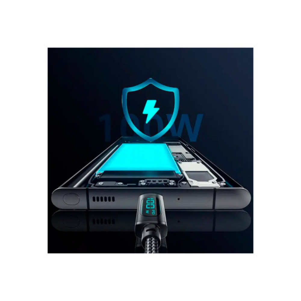 Дата кабель USB 2.0 AM to USB-C 1.0m 7A LED black Essager (EXCT-XY01-P)