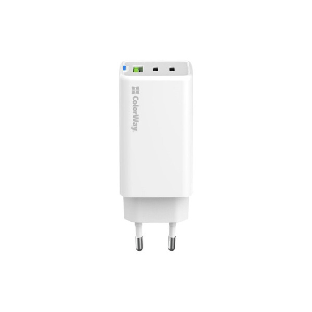 Зарядний пристрій ColorWay GaN Mini 65W PD Port PPS USB (USB-2C1A) white (CW-CHS058PD-WT)