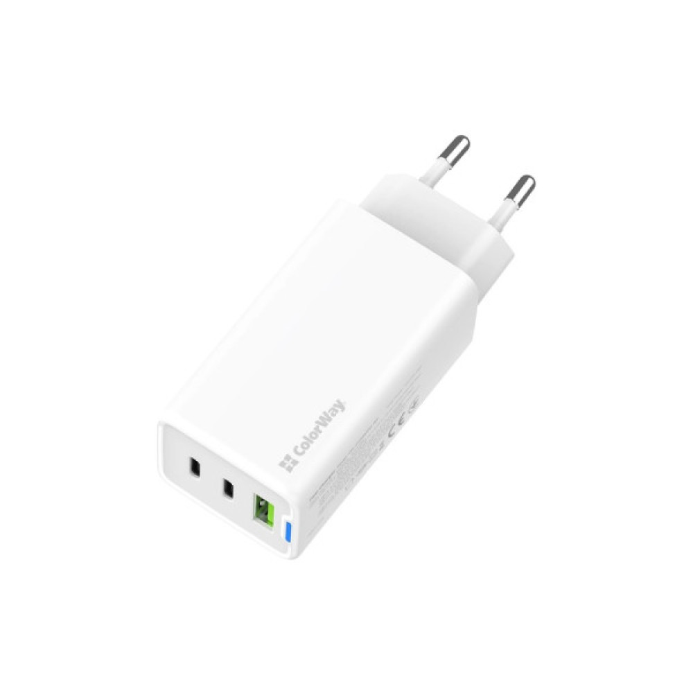 Зарядний пристрій ColorWay GaN Mini 65W PD Port PPS USB (USB-2C1A) white (CW-CHS058PD-WT)