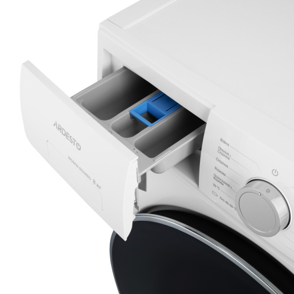 Прально-сушильна машина ARDESTO фронтальна, 8(5)кг, 1200, А/Е, 57.2см, дисплей, пара, інвертор, білий