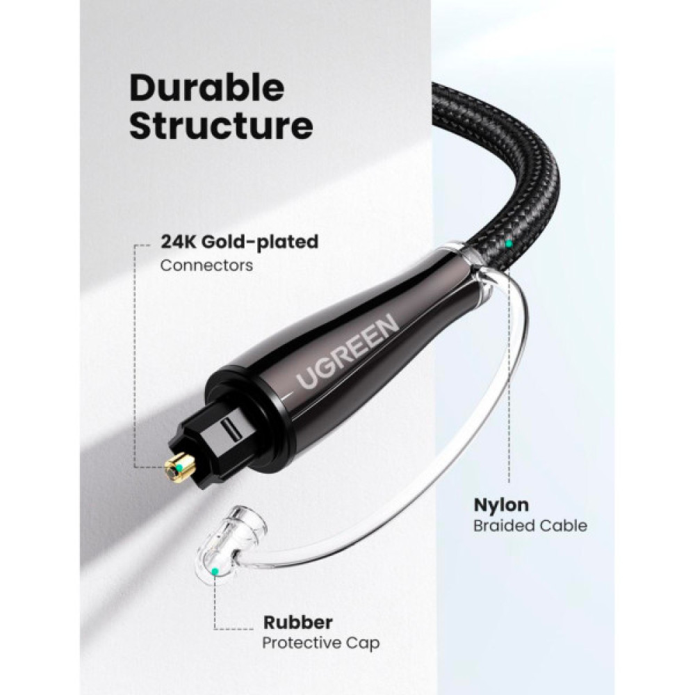 Кабель мультимедійний Optical Toslink 2.0m AV108 black Ugreen (10540)