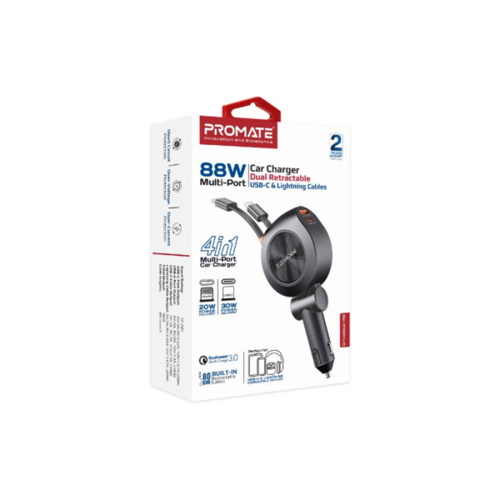 Зарядний пристрій Promate USB-C + USB-A + cable USB-C + Lightning (drivegear-r2)