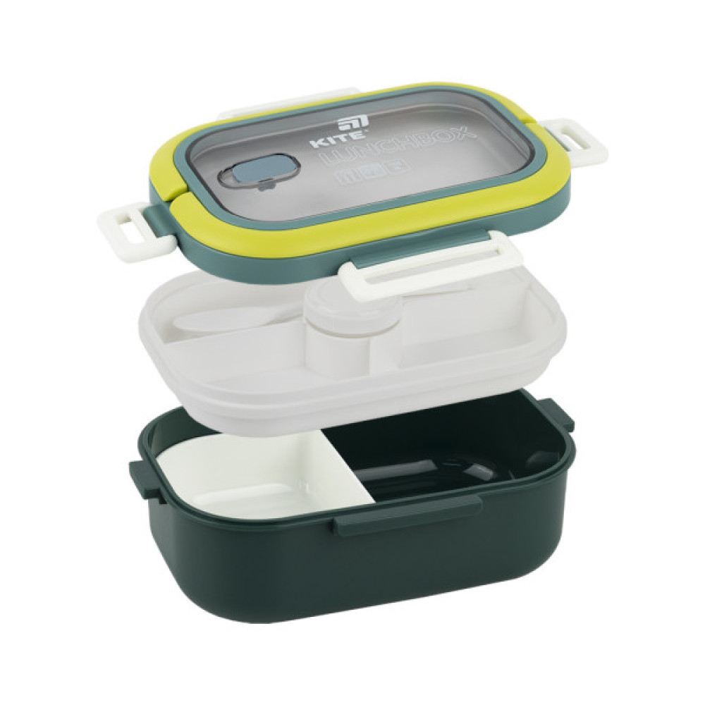 Ланч-бокс Kite з розділювачем 1100 мл, зелений (K25-1182-3)
