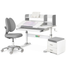 Парта з кріслом ErgoKids (L) + тумба (TH-330 + Y-412 Lite + BD C3_GREY)