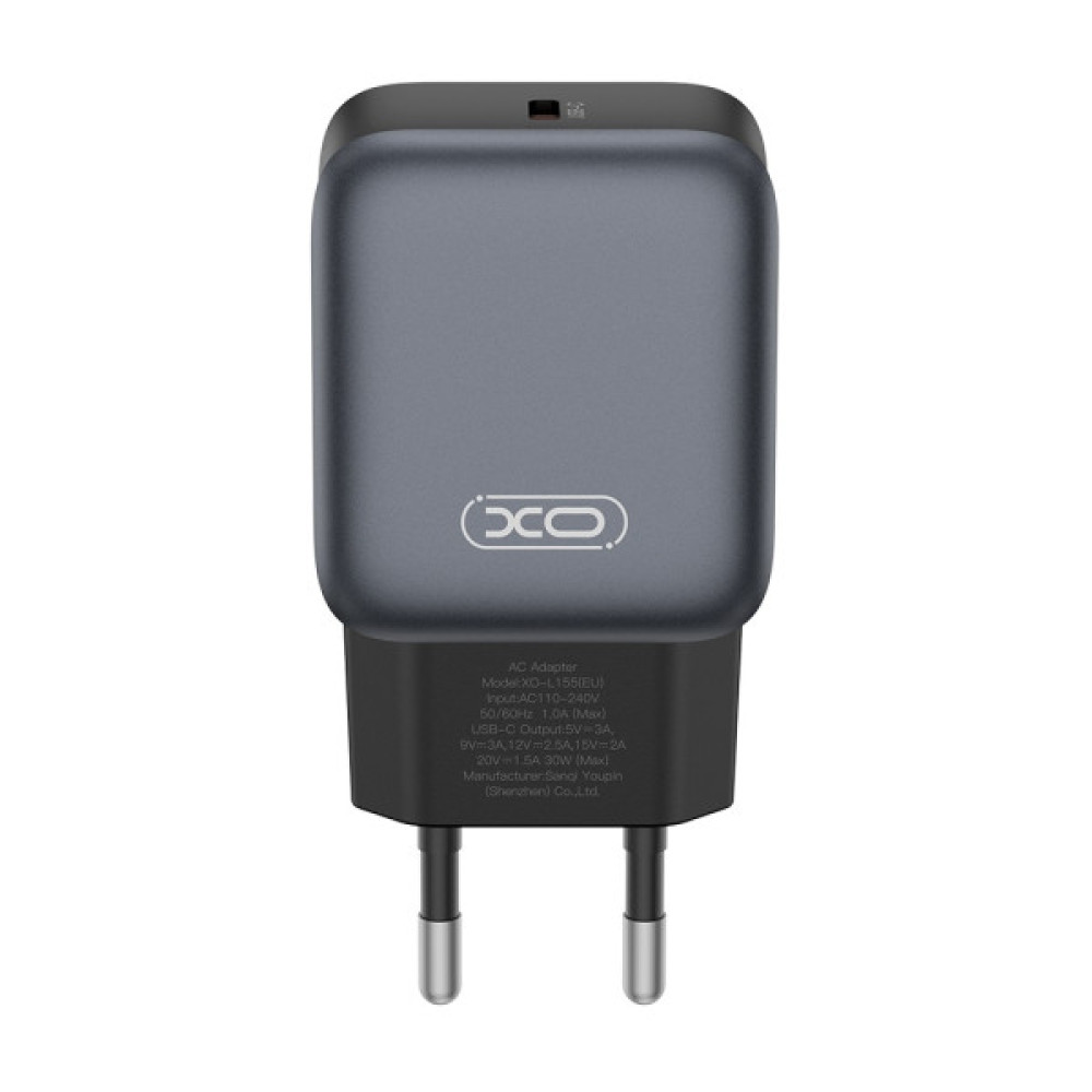 Зарядний пристрій XO USB-C PD30W black (L155_Black)