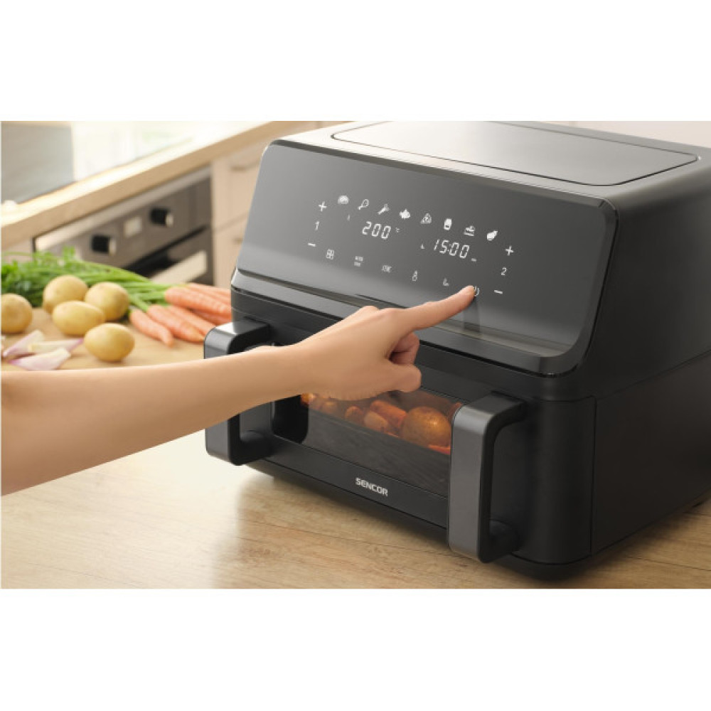 Мультипіч Sencor Dual Vita Fryer, 2700Вт, чаша-4.5+4.5л, сенсорне керув., 2 чаши, гриль, пластик, чорний