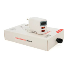 Зарядний пристрій iKAKU KSC-180 2xUSB 2.4A digital display White (KSC-180-CHUANGNENG)