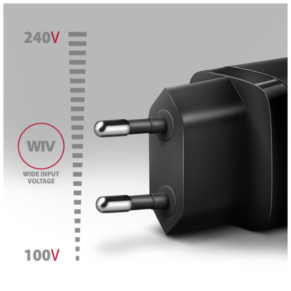 Зарядний пристрій AXAGON 1xUSB + 2xUSB-C 65W QC4+ PD3.0 PPS black (ACU-DPQ65)