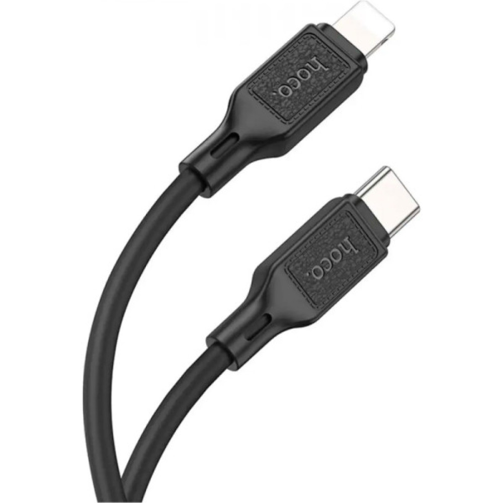 Дата кабель USB-C to Lightning 1.0m Cool silicone PD 20W X90 black HOCO (6931474788382)