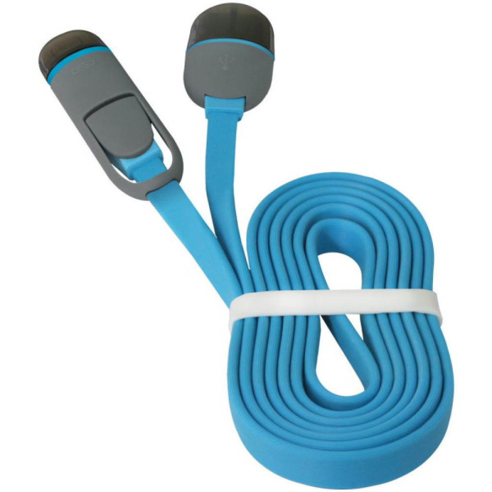 Дата кабель USB 2.0 AM to Lightning + Micro 5P 1.0m blue Defender (87487)