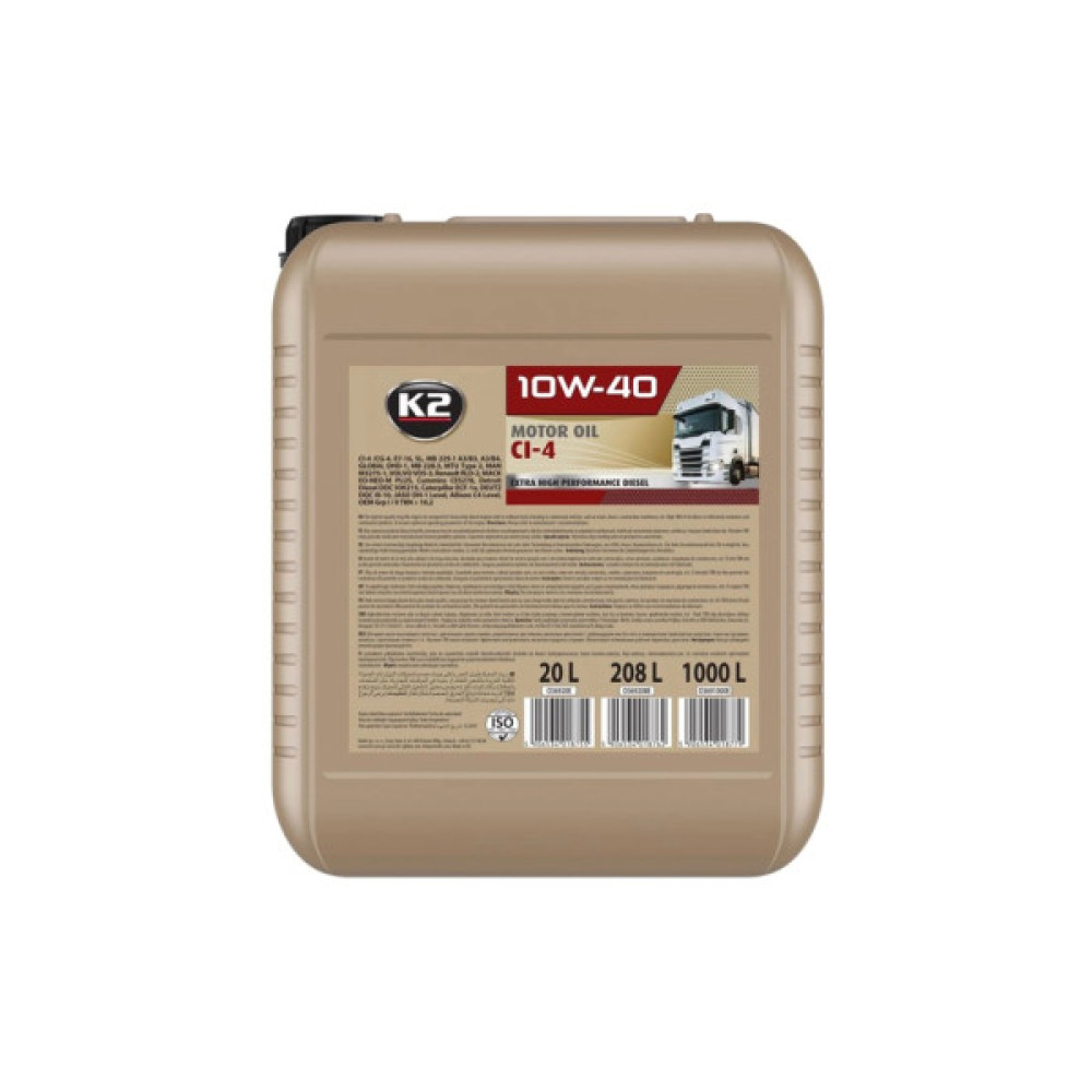 Моторна олива K2 MOTOR OIL 10W-40 CI-4 20 л (O36920E)