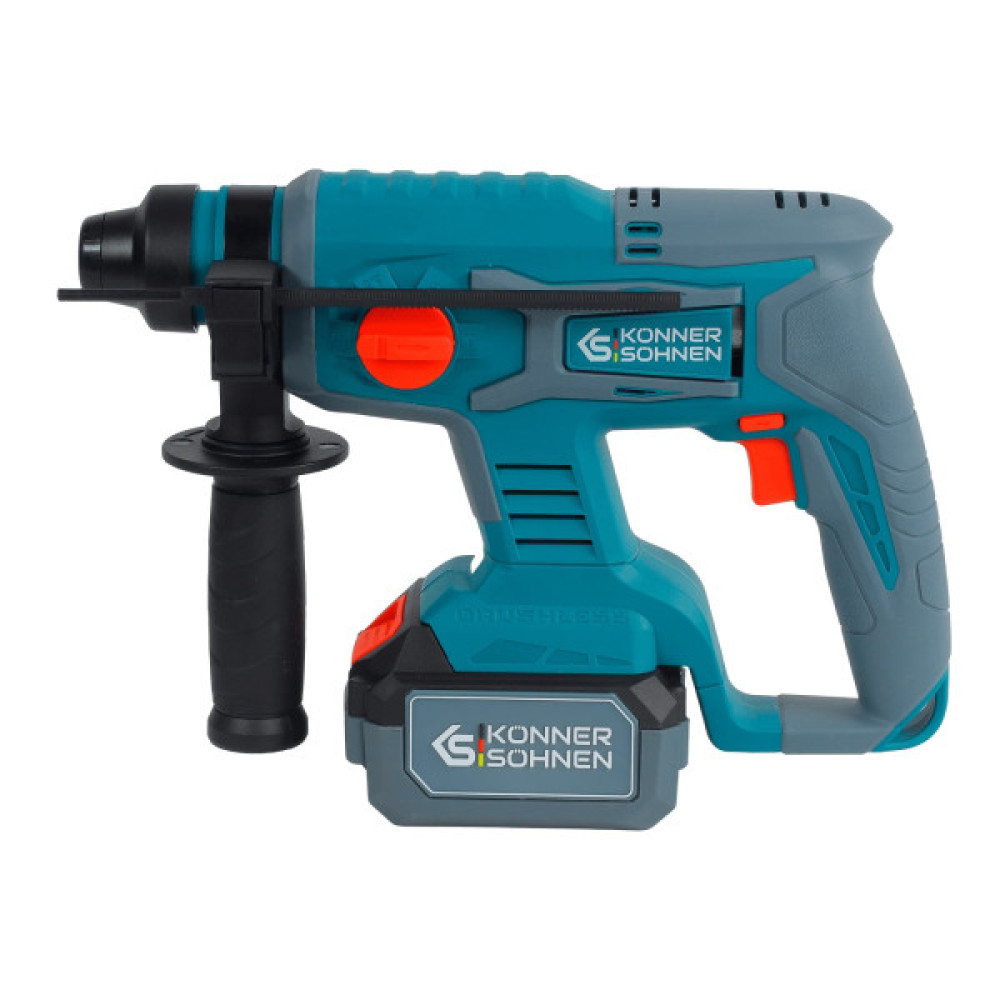 Набір із трьох акумуляторних інструментів Konner&Sohnen KS RHAGD 20V SET 3 20В дриль, шліфмашина кутова, перфоратор, швидкий ЗП 4.5А акб 2х4А·год сумка 7.5кг