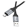 Дата кабель USB 2.0 AM to Micro 5P 1.0m 2.4A nylon X102 black HOCO (6942007608763)