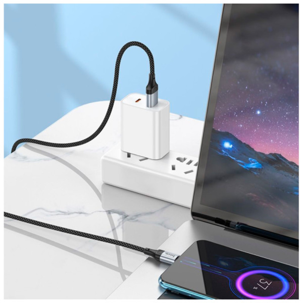 Дата кабель USB 2.0 AM to Micro 5P 1.0m 2.4A nylon X102 black HOCO (6942007608763)