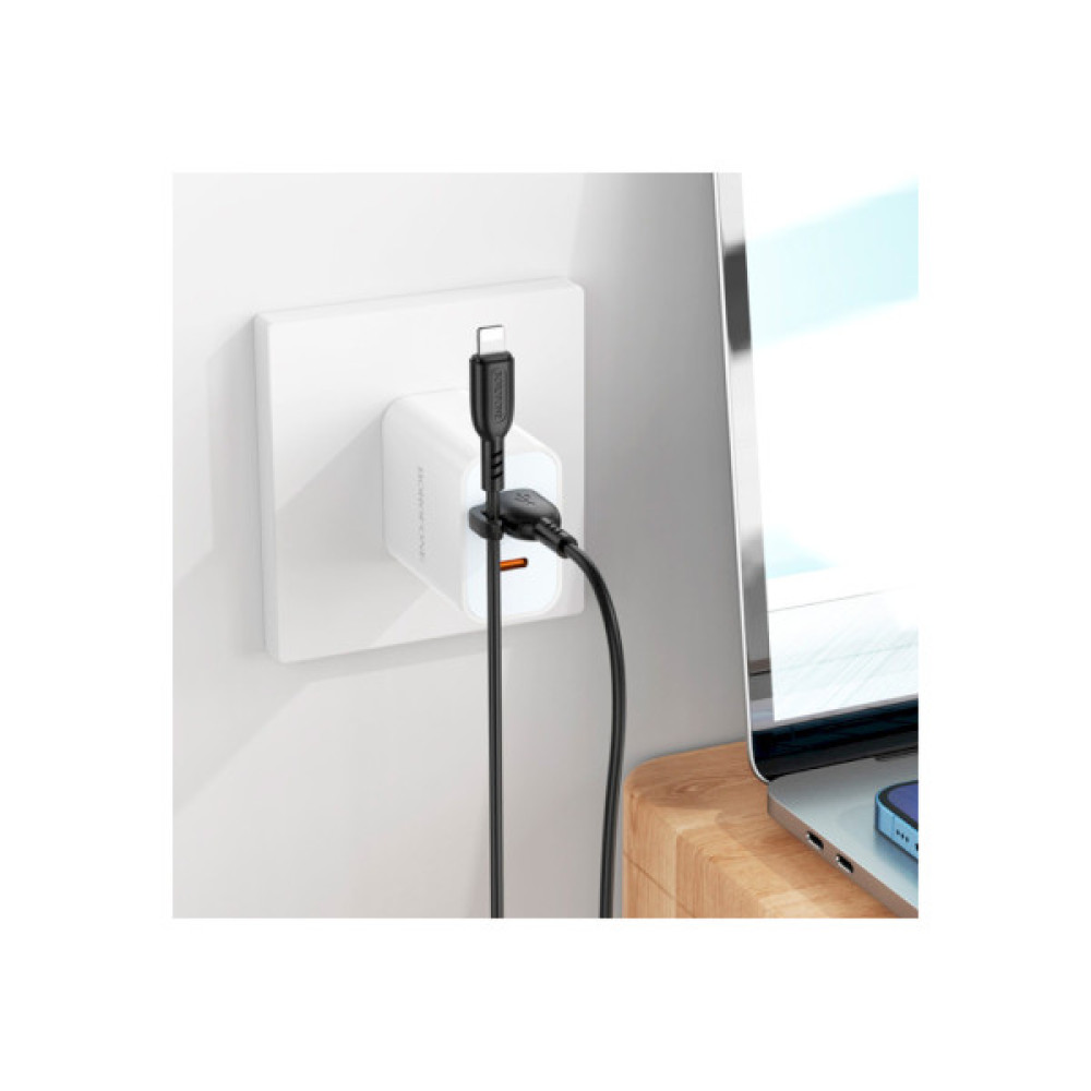 Дата кабель USB 2.0 AM to Lightning 1.0m 2.4A PVC BX91 black BOROFONE (6974443389883)