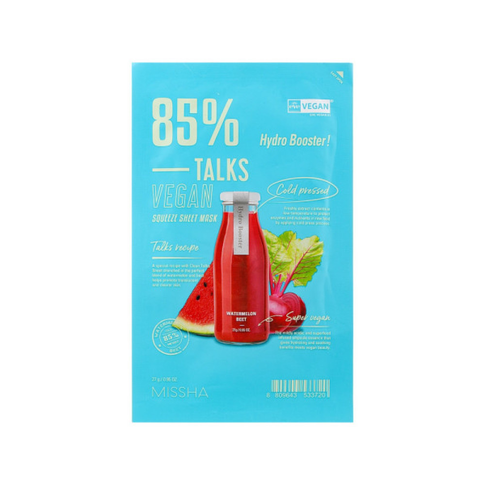 Маска для обличчя Missha Talks Vegan Squeeze Sheet Mask Hydro Booster 27 г (8809643533720)