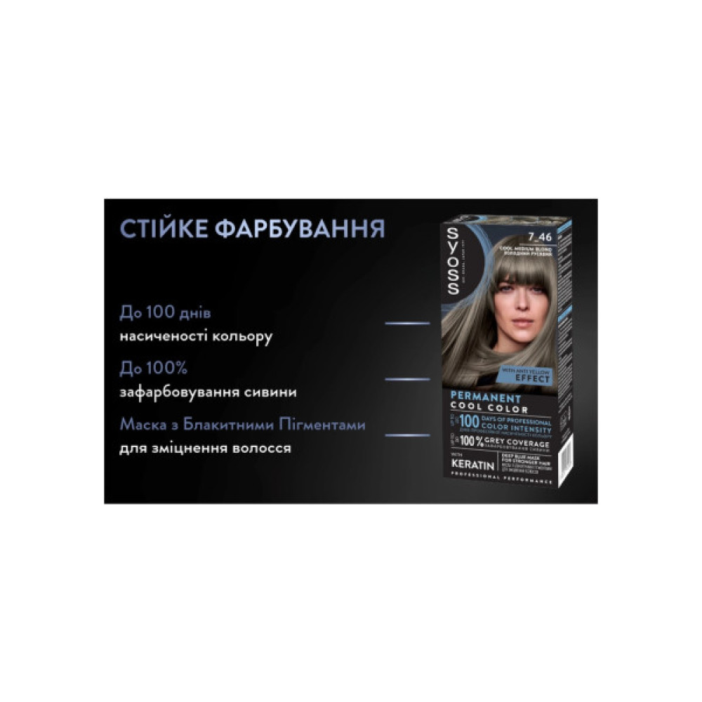 Фарба для волосся Syoss BL Permanent Coloration 7-46 - Холодний русявий (9000101741698)