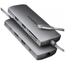 Концентратор AXAGON USBC to 3xUSB-A + HDMI + RJ45 + SD/microSD + audio + PD 100W 0.2m grey (HMC-8HLSA) Концентратор AXAGON USBC to 3xUSB-A + HDMI + RJ45 + SD/microSD + audio + PD 100W 0.2m grey (HMC-8HLSA)