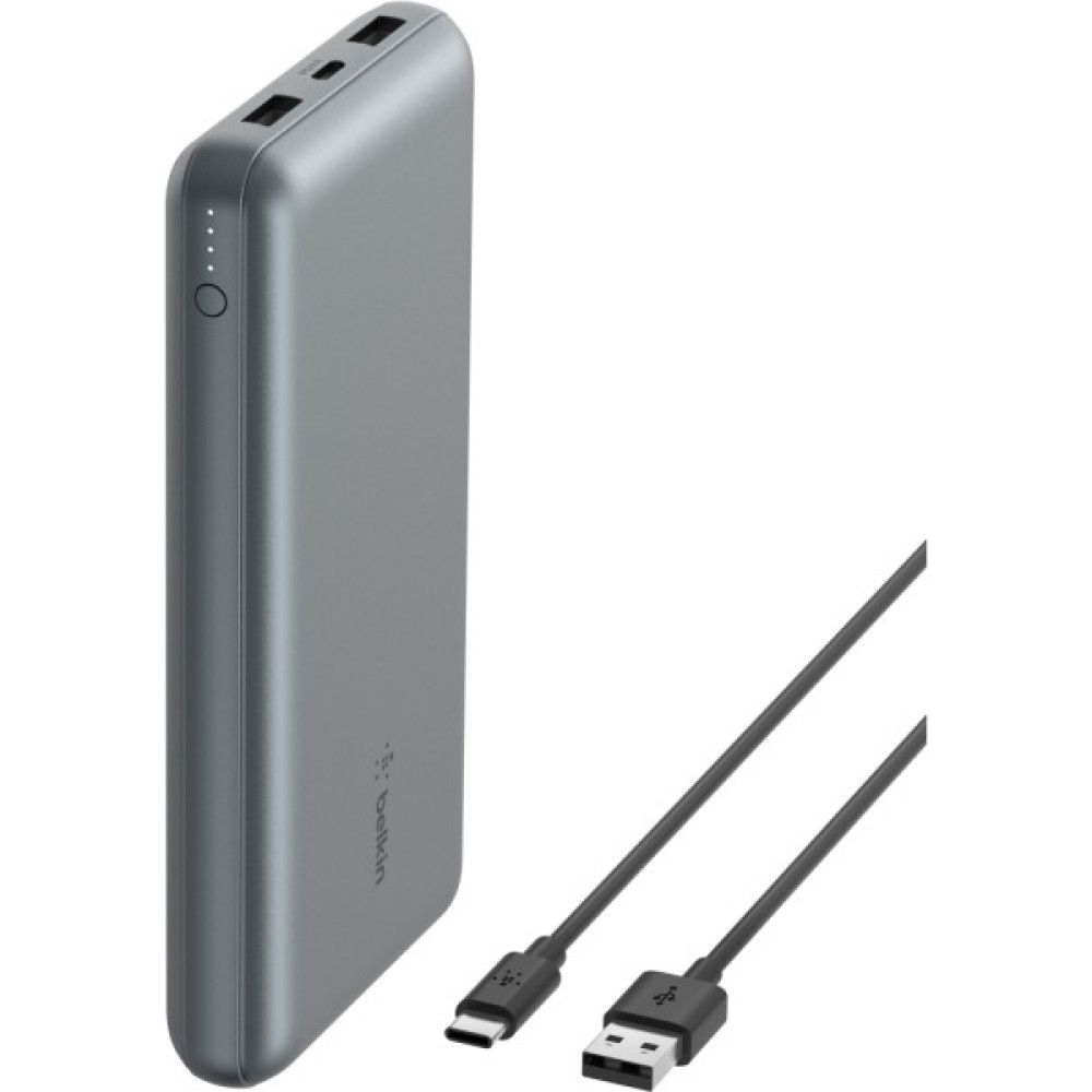 Батарея універсальна Belkin 10000mAh 15W 2xUSB-A, USB-C Gray (BPB011BTGY)