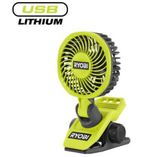 Вентилятор акумуляторний кліпса Ryobi USB Lithium RCF4-0 4В 3800об/хв обертання 325° поворот 180° 2 швидкості 0.29кг без АКБ та ЗП
