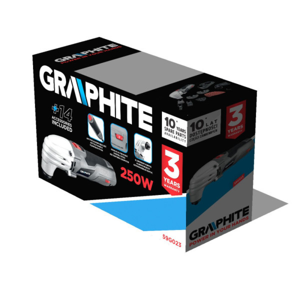 Шліфмашина шліфувально-гравірувальна GRAPHITE 250Вт 15000-21000об/хв 1.35кг кейс