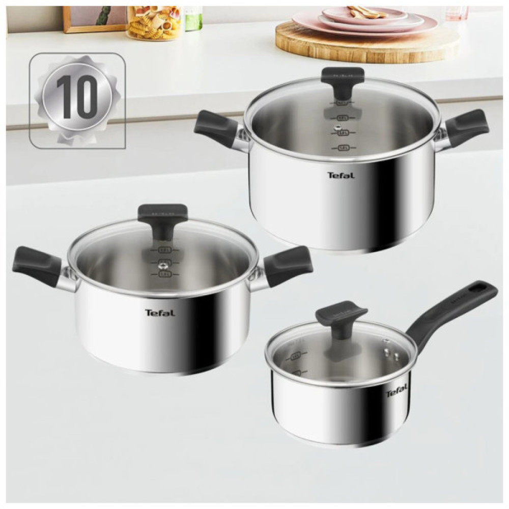 Набір посуду Tefal Delicious, 6предметів, нержавіюча сталь, бакеліт, скло (B925S655)