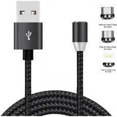 Дата кабель USB 2.0 AM to Lightning + Micro 5P + USB-C 1.2m Magneto bla XoKo (SC-350MGNT-BK)