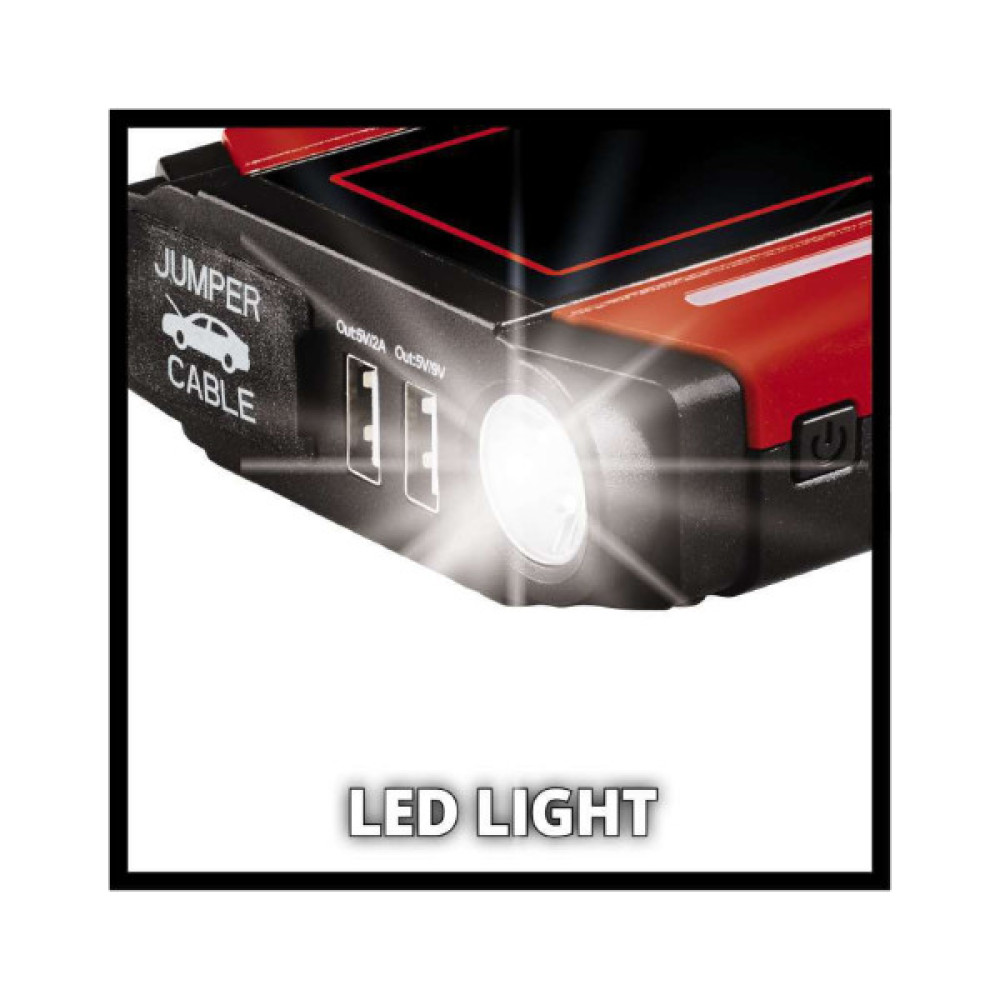 Пуско зарядний пристрій Einhell CE-JS 18 Jump Starter Power Bank, 18000мАг, 2хUSB 5В, 12В, пуск 600A (1091531)