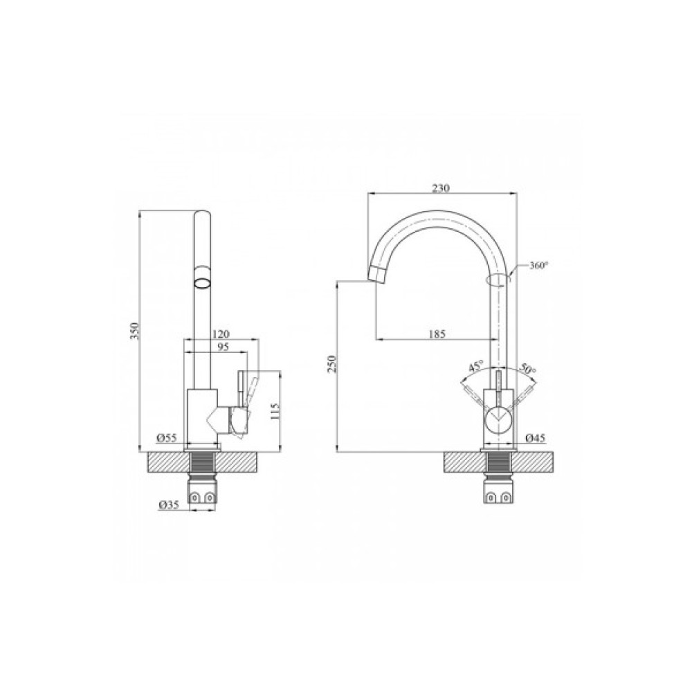 Змішувач Agua Acero-INOX035NM