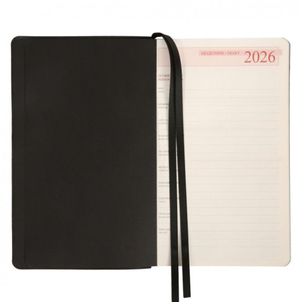 Тижневик Leo planner датований 2026 "Glory", м‘який, чорний, 352 сторінки (252632)