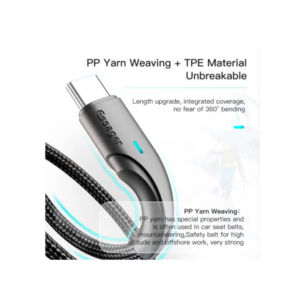 Дата кабель USB 2.0 AM to USB-C 0.25m black Essager (EXCT-LSB01)