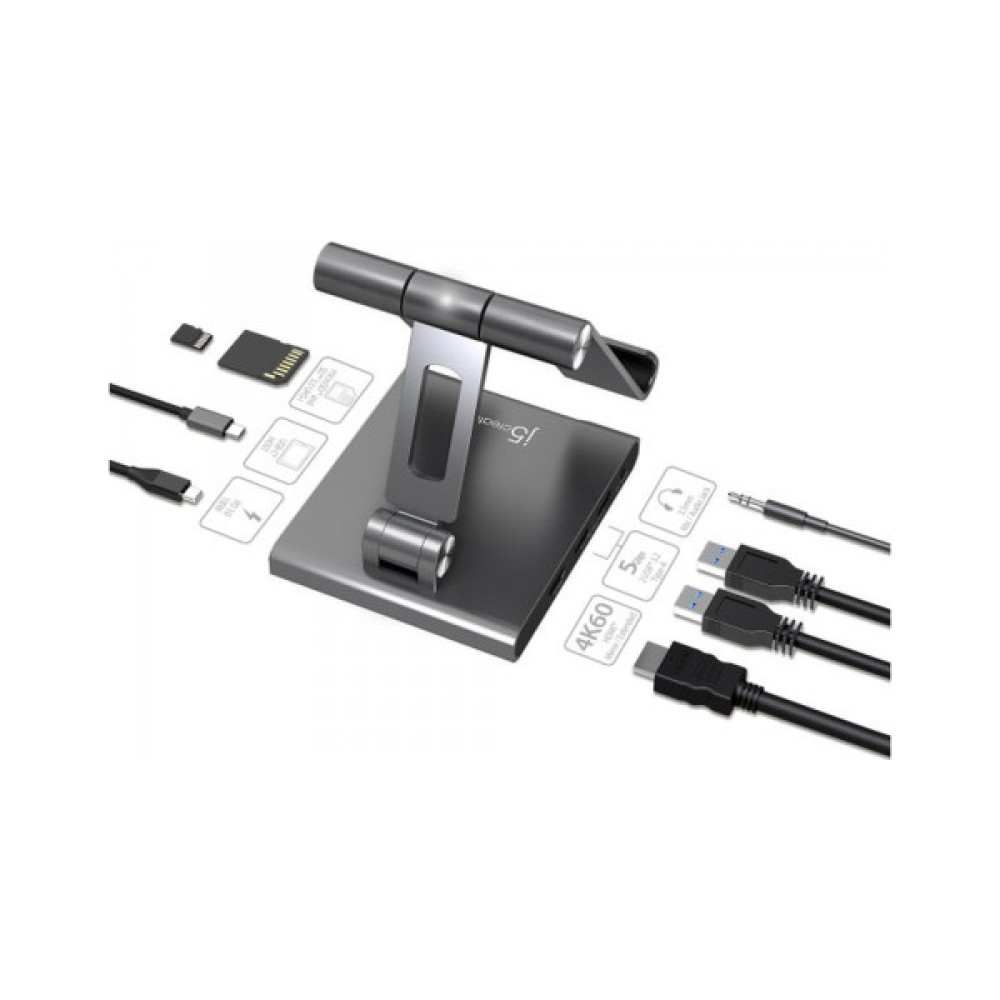Порт-реплікатор J5create Dock-Station Ipad USB-C 8-in-1 (HDMI/PD/картридер/USB-A/USB-C/Audio) (JTS224-N)