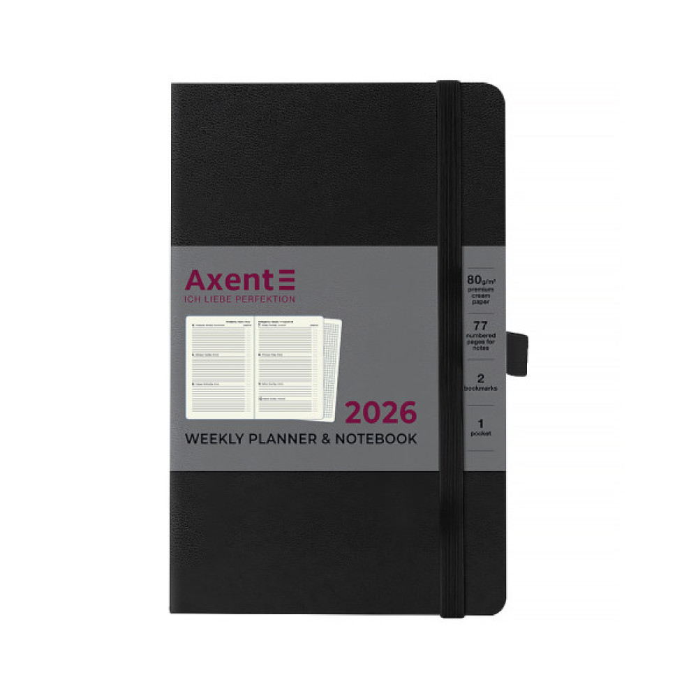 Тижневик Axent датований 2026 Partner Strong 125х195, чорний (8505-26-01-A)